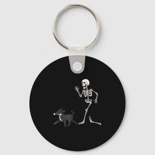 Funny Halloween Rtuguese Water Dog And Skeleton Key Ring