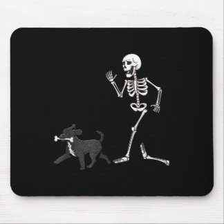 Funny Halloween Rtuguese Water Dog And Skeleton  Mouse Pad