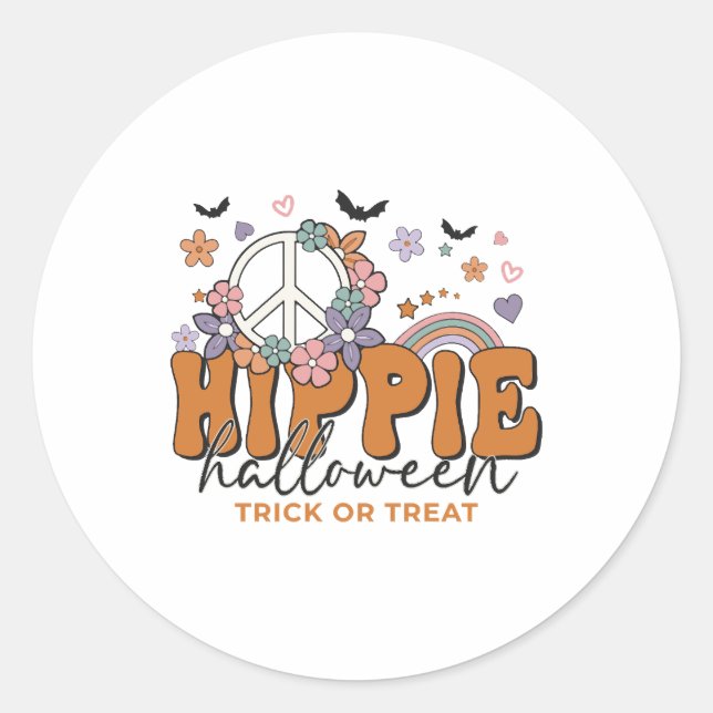 Funny Halloween saying Hippie Halloween Classic Round Sticker (Front)