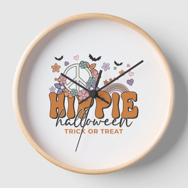 Funny Halloween saying Hippie Halloween Clock (Front)