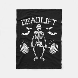 Funny Halloween Saying Skeleton Barbell Gym Workou Fleece Blanket