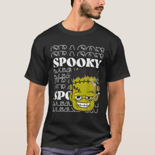 Funny Halloween Scary Green Zombie Frankenstein Mo T-Shirt
