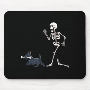 Funny Halloween Scottish Terrier And Skeleton Mouse Pad