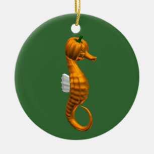 Funny Halloween Seahorse Ceramic Ornament