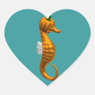 Funny Halloween Seahorse Heart Sticker