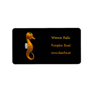 Funny Halloween Seahorse Label