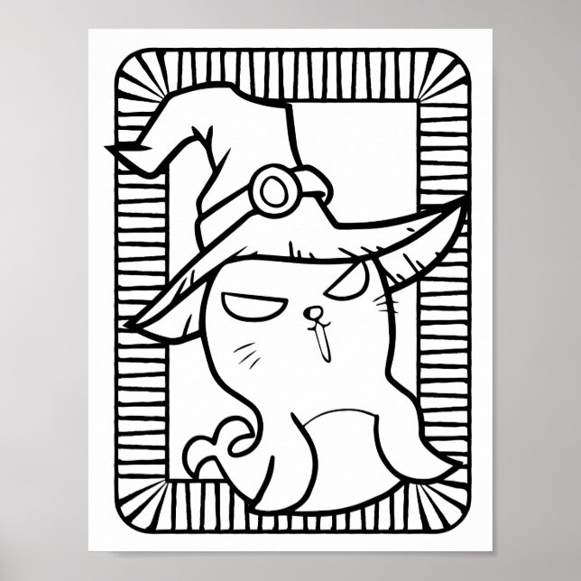 Funny Halloween Seals Colouring Page Poster (Front)