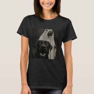 Funny Halloween Selfie Black Lab With Spooky T-Rex T-Shirt