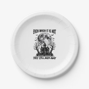 Funny Halloween Shirt Spooky Season Run Away Desig Paper Plate