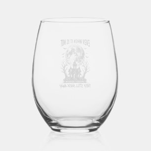 Funny Halloween Shirt Spooky Season Run Away Desig Stemless Wine Glass