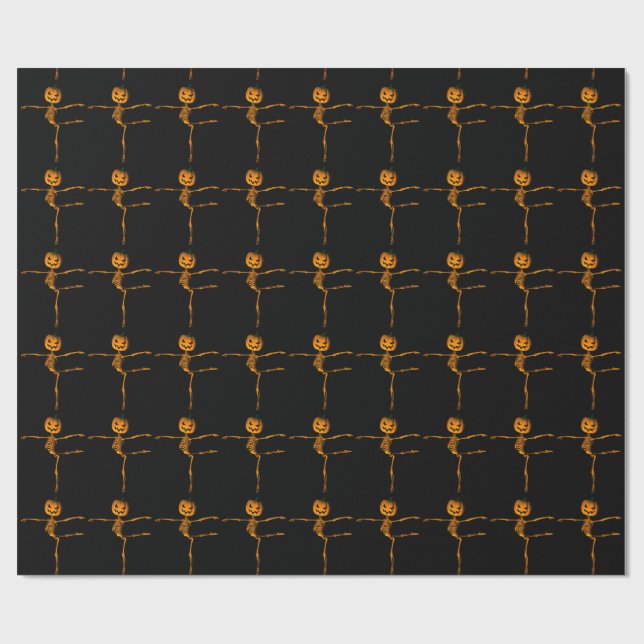 Funny Halloween Skeleton Ballet Dancer Wrapping Paper (Flat)