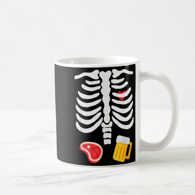 Funny Halloween Skeleton Beer &amp; Steak Costume  Coffee Mug (Right)