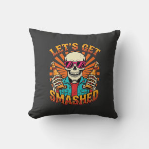 Funny Halloween Skeleton Beer Smashed Design_1 Cushion