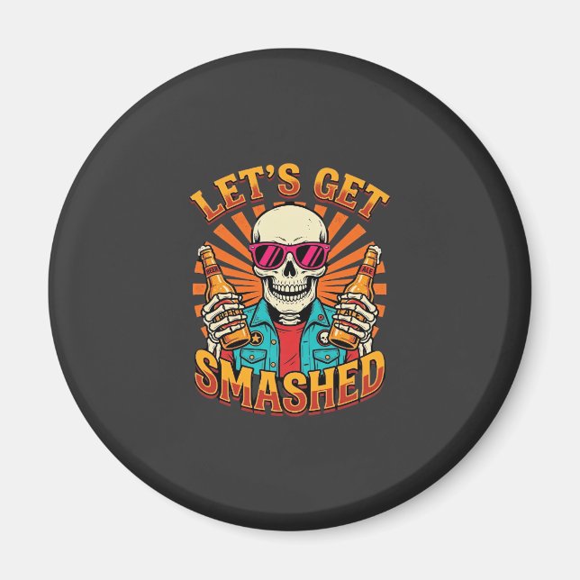 Funny Halloween Skeleton Beer Smashed Design_1 Magnet (Front)