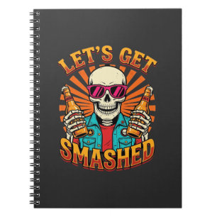 Funny Halloween Skeleton Beer Smashed Design_1 Notebook