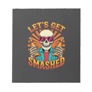 Funny Halloween Skeleton Beer Smashed Design_1 Notepad