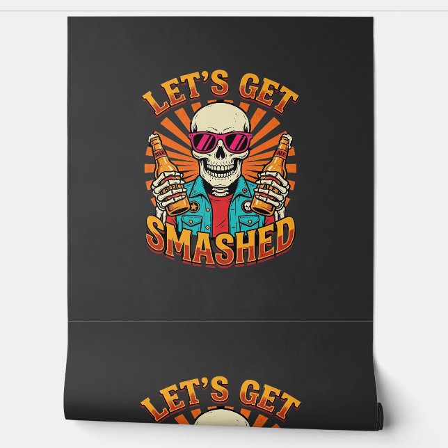 Funny Halloween Skeleton Beer Smashed Design_1 Wallpaper (Unrolling)