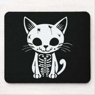 Funny Halloween Skeleton Cat Kitty Costume Skull C Mouse Pad