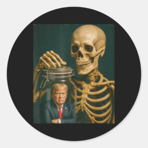 Funny Halloween Skeleton Classic Round Sticker