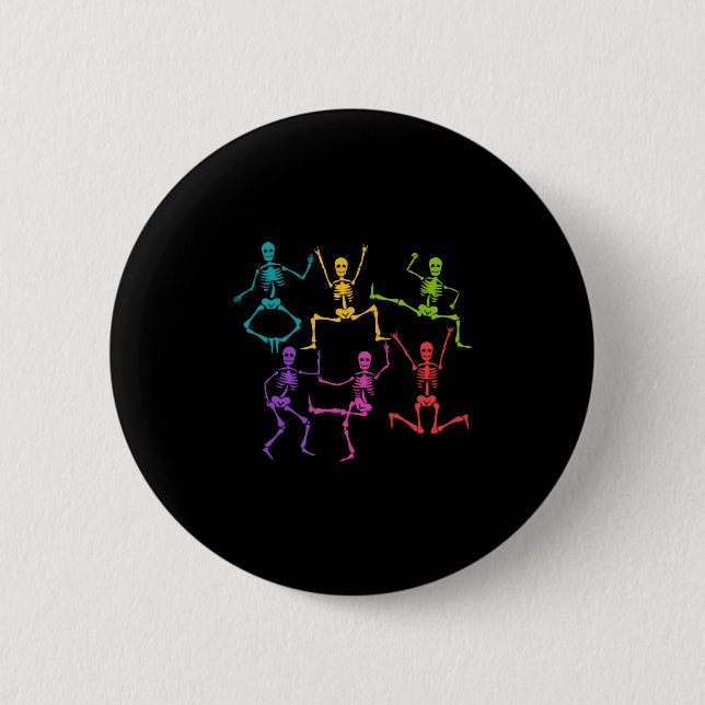 funny Halloween, skeleton dancing 6 Cm Round Badge (Front)