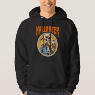 Funny Halloween Skeleton Drinking Beer Hallobeer Hoodie