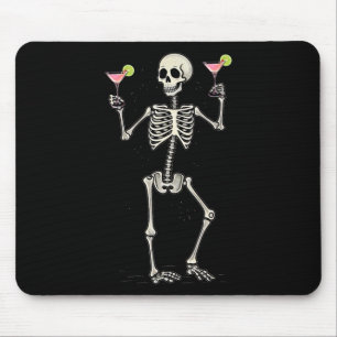 Funny Halloween Skeleton Drinking Cosmopolitan Tai Mouse Pad