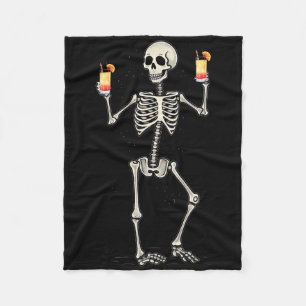Funny Halloween Skeleton Drinking Tequila Sunrise  Fleece Blanket