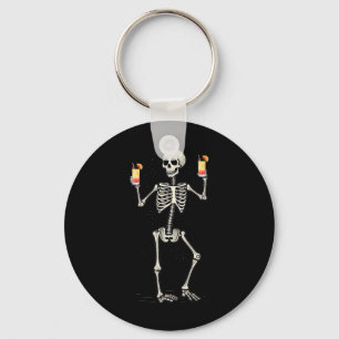 Funny Halloween Skeleton Drinking Tequila Sunrise  Key Ring