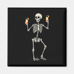 Funny Halloween Skeleton Drinking Tequila Sunrise Magnet