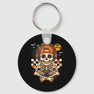 Funny Halloween Skeleton Gamer Video Gaming Boys M Key Ring