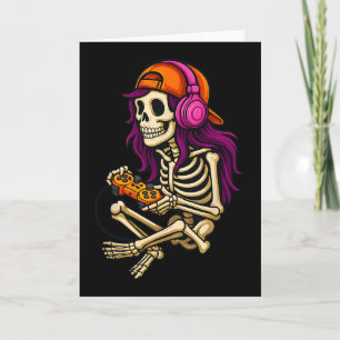Funny Halloween Skeleton Gamer Video Gaming Girls Card