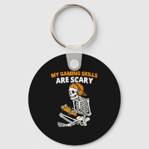 Funny Halloween Skeleton Gamer Video Gaming Skills Key Ring