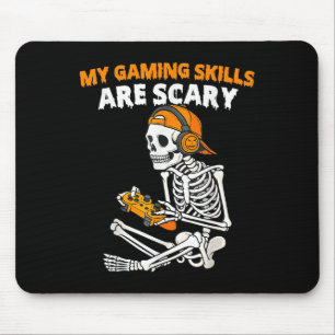 Funny Halloween Skeleton Gamer Video Gaming Skills Mouse Pad