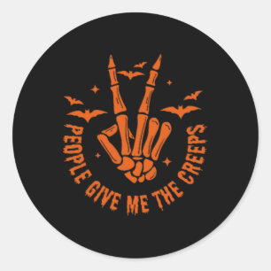Funny Halloween Skeleton Hand Fall People Give Me Classic Round Sticker