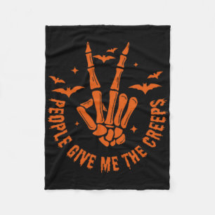 Funny Halloween Skeleton Hand Fall People Give Me  Fleece Blanket
