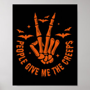 Funny Halloween Skeleton Hand Fall People Give Me  Poster