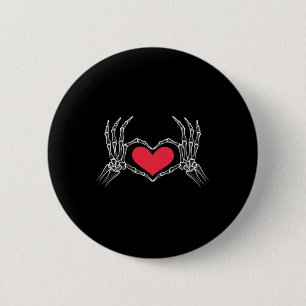 Funny Halloween Skeleton Hand Heart Sign Love Red  6 Cm Round Badge