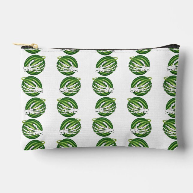 Funny Halloween Skeleton Hands Holding Melons Accessory Pouch (Front)