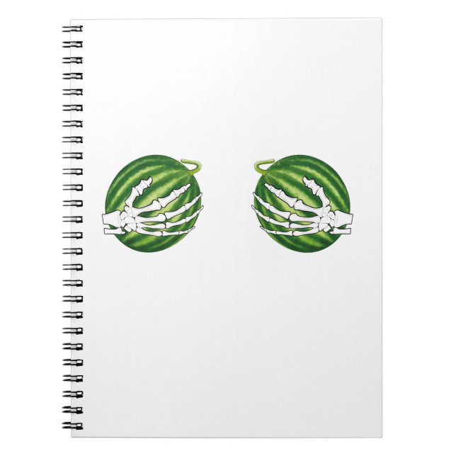 Funny Halloween Skeleton Hands Holding Melons Notebook (Front)
