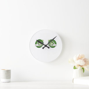 Funny Halloween Skeleton Hands Holding Melons Round Clock