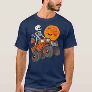 Funny Halloween Skeleton Monster Truck Kids Boys T T-Shirt
