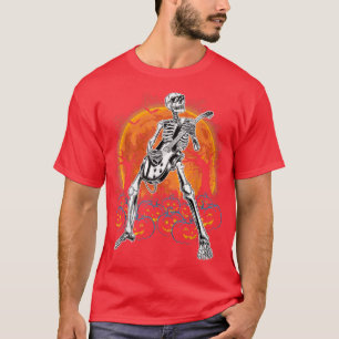 Funny Halloween Skeleton Playing Guitar Pumpkin Me T-Shirt