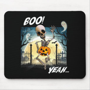 Funny halloween skeleton pumpkin boo yeah ghost mouse pad
