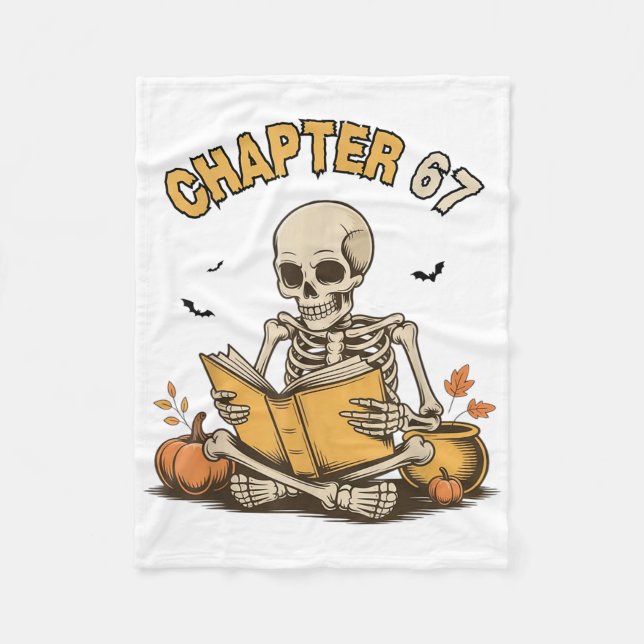 Funny Halloween Skeleton Reading Book 67 Memes _1  Fleece Blanket (Front)