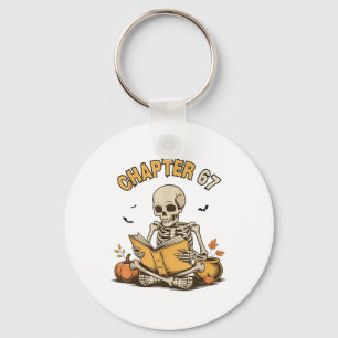 Funny Halloween Skeleton Reading Book 67 Memes _1  Key Ring
