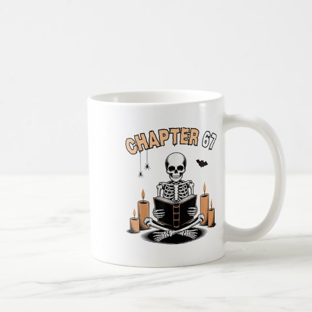 Funny Halloween Skeleton Reading Book 67 Memes _2  Coffee Mug (Right)