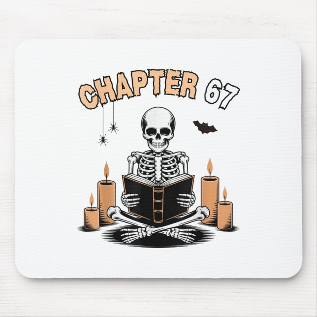 Funny Halloween Skeleton Reading Book 67 Memes _2  Mouse Pad (Front)