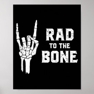 Funny Halloween Skeleton Rock Hand Shirt Rad to Poster