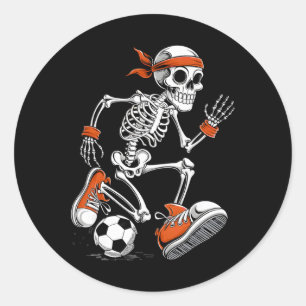 Funny Halloween Skeleton Soccer Footll Costume Classic Round Sticker