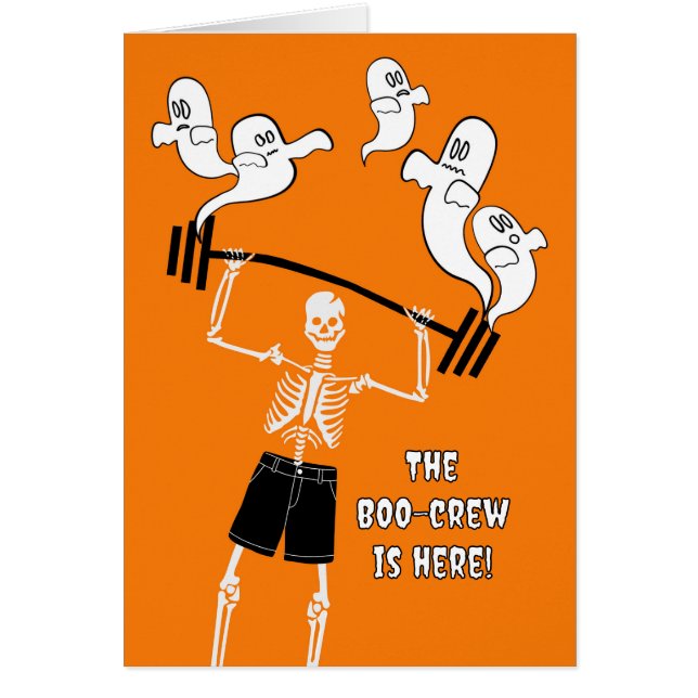 Funny Halloween Skeleton with Boo Crew Weights (Front)